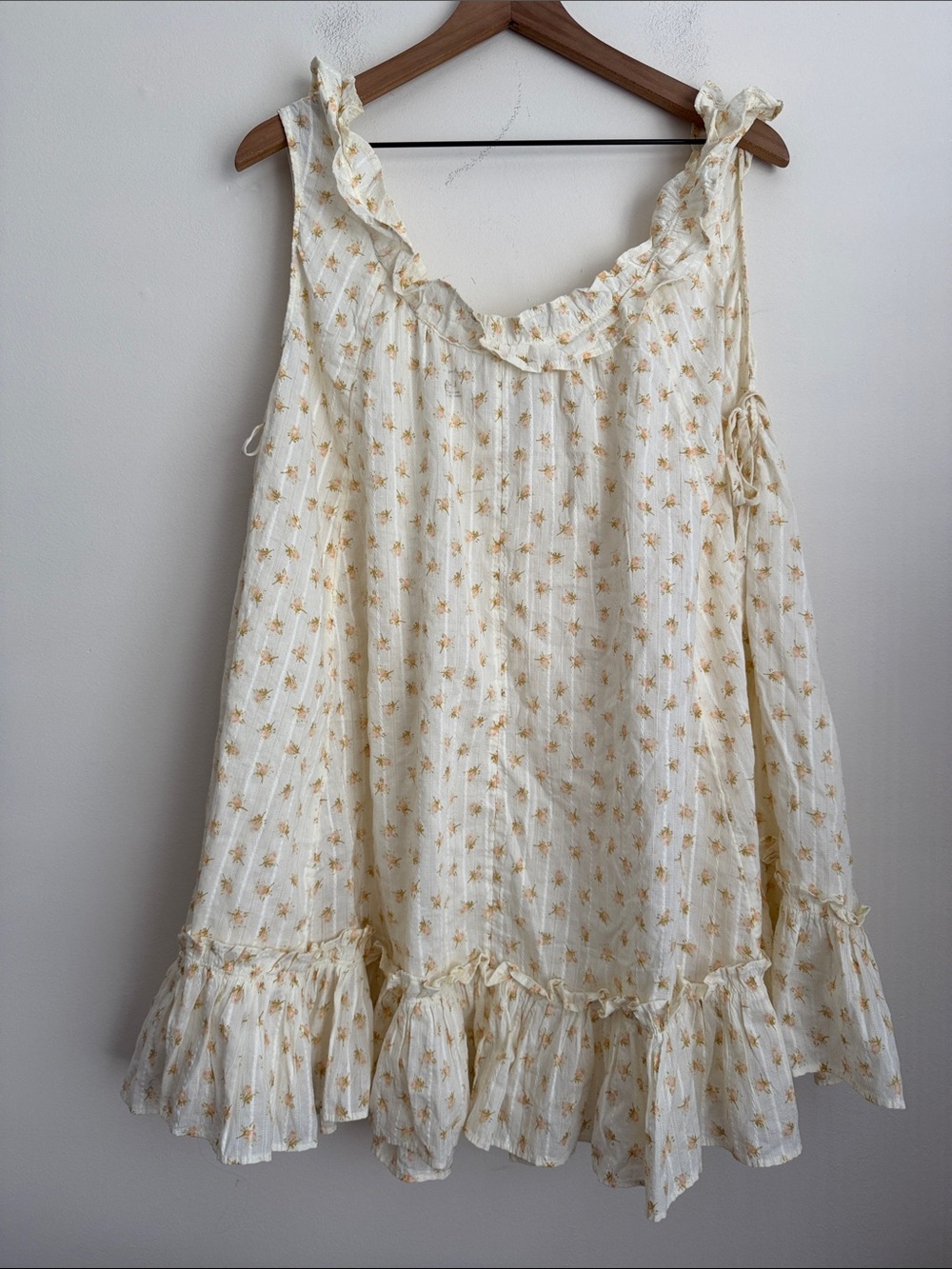 UO Out From Under Natural Lover Letters Ruffle Trim Babydoll Sleep Dress yellow - Picture 3 of 7